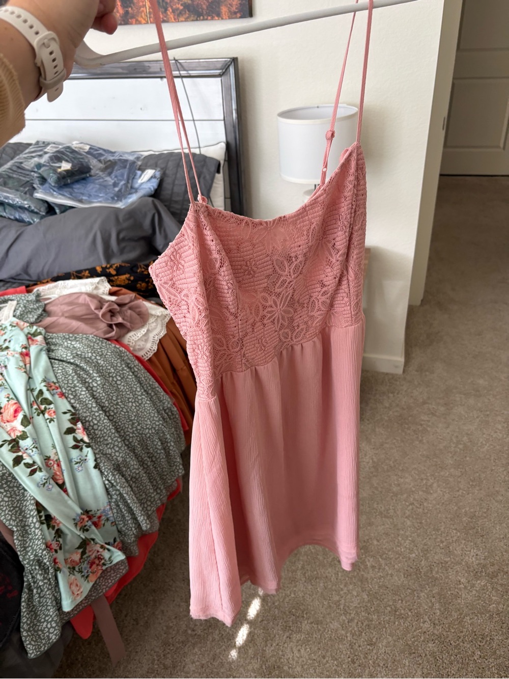 Pink Lace-Trim Dress